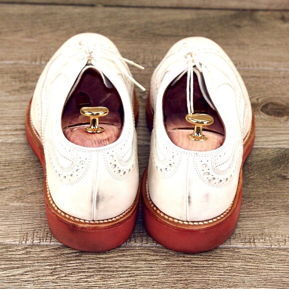 *Worn 2x* $395 Allen Edmonds MCALLISTER 9.5 B Narrow White Suede * add $15 Trees main image 9